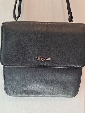 Renzo Costa Peruvian Luxury Black Leather Morral Porta Passporte Crossbody Bag